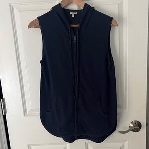 Project Navy Blue 100 % Cotton knit zip up hooded Sweater vest  sz small